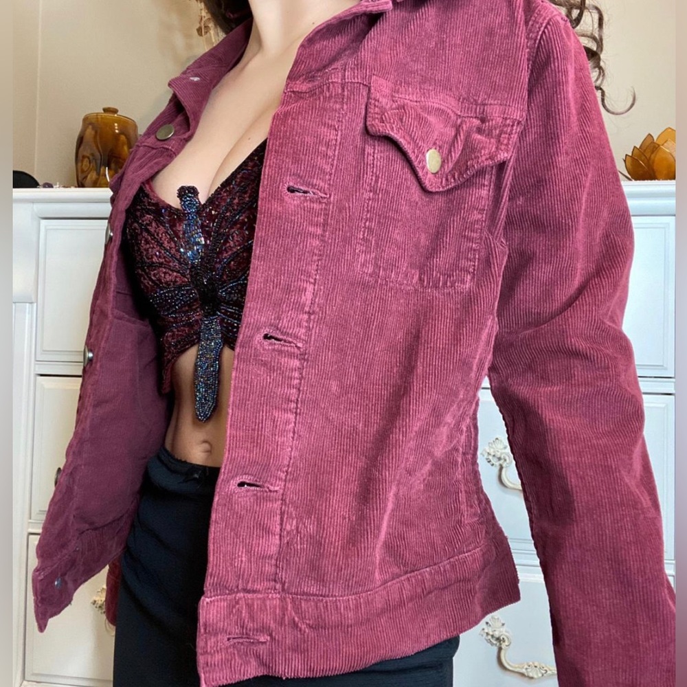 American apparel corduroy jacket vintage burgundy Size XXS